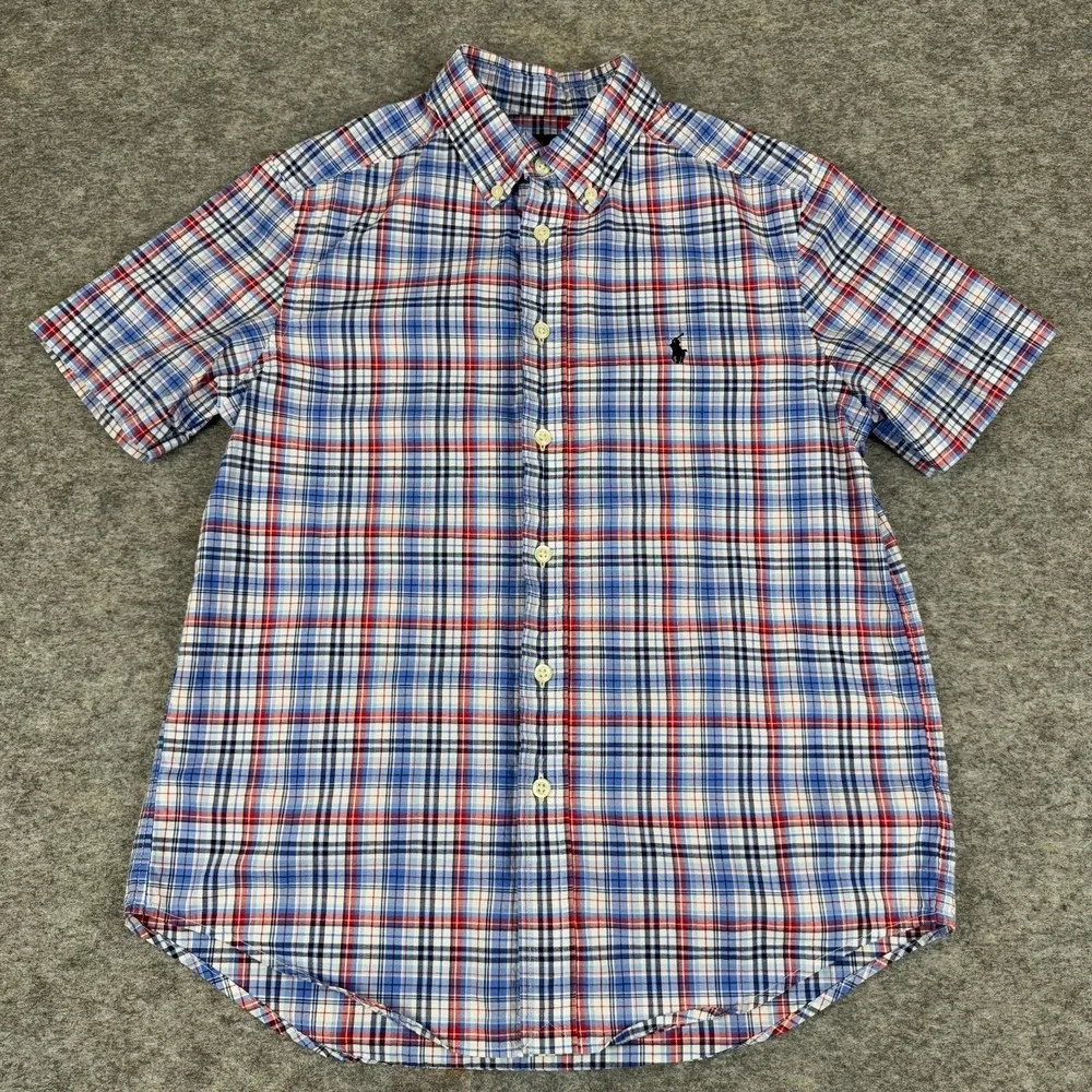 Ralph Lauren Natural Stretch Button Down Shirt Plaid Boys Medium M